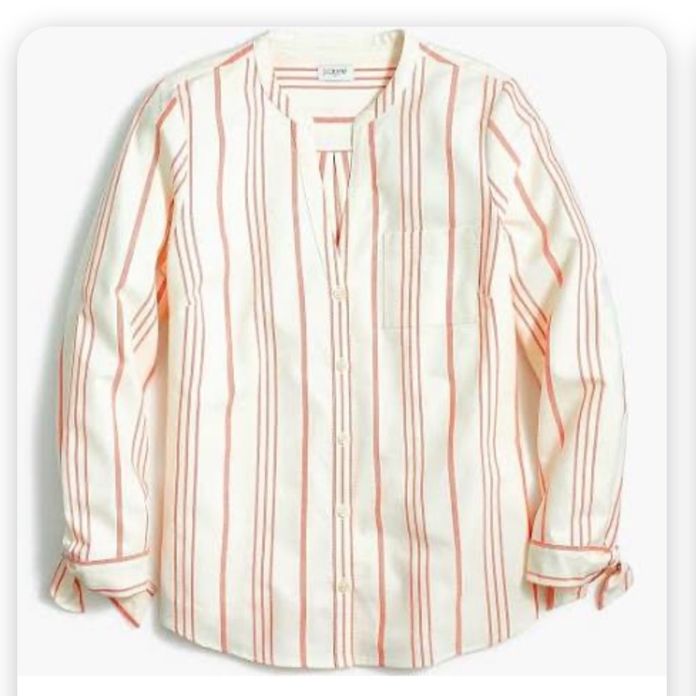 NWT JCrew Button Up Striped Shirt With Sleeve Ties